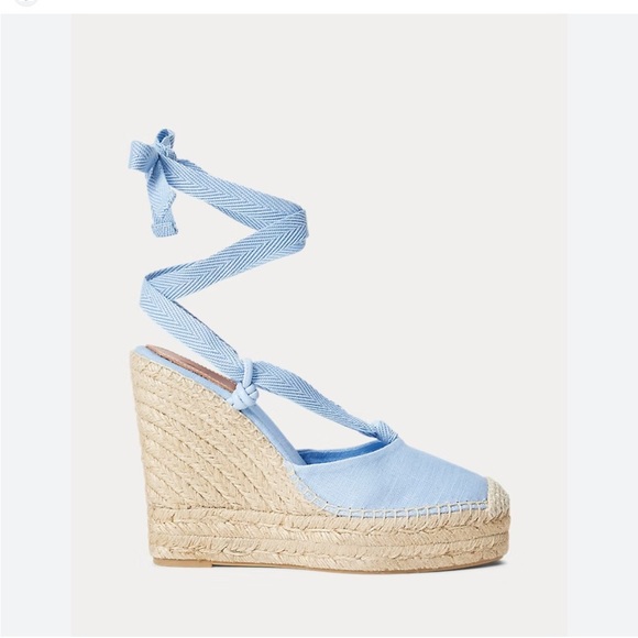 Ralph Lauren Light Blue Espadrille Sandals Size 6.5 New